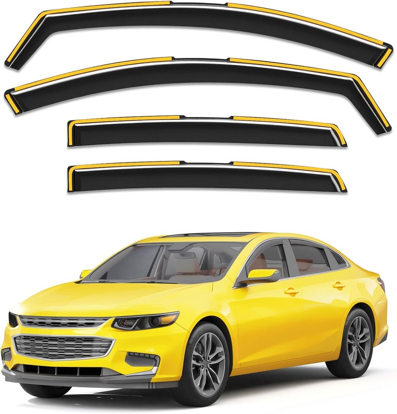 Deejecsun in-Channel Window Rain Guards Fit for Chevy Malibu 2016-2025(9 Gen) Rain Guards Extra Durable Window Deflectors Visors Vent Visors Vent Shades Car Accessories -4 pcs - Image 1